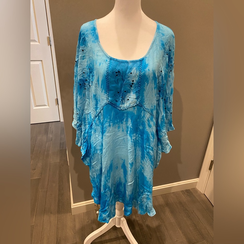 Bright blue bathing suit coverup
